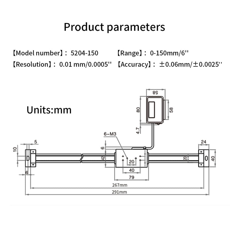 Digital LCD Linear 0-150mm/0-6inch Accurate Digital Readout Lathe Scale for Milling Machines 150mm/6''