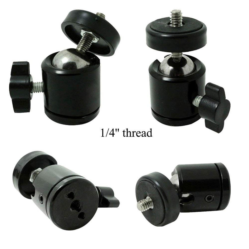  [AUSTRALIA] - SLOW DOLPHIN Hot Shoe Mount Adapter 360 Degree Swivel Mini Ball Head 1/4 Tripod Screw Head for Cameras, Camcorders, Smart Phone, LED Video Light, Microphone(4 Packs)