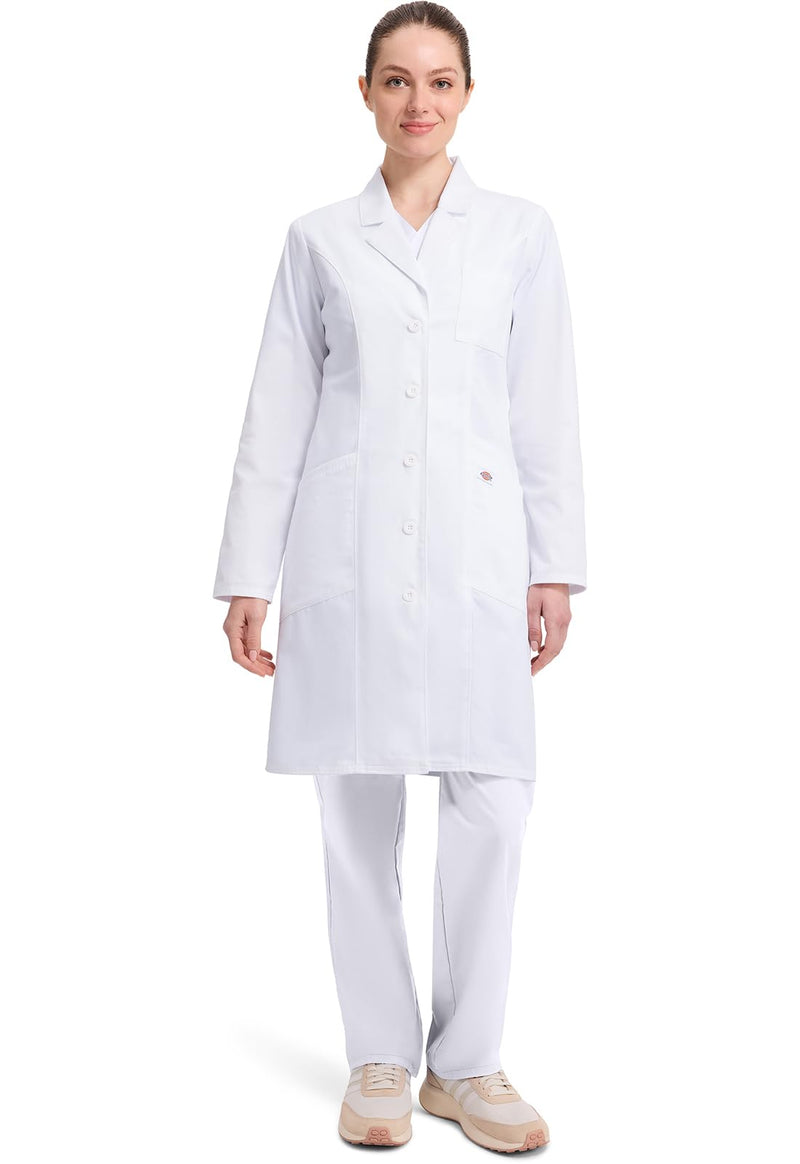 Dickies Contemporary Fit Women's 37" Twill Fitted Lab Coat 82401 Small White