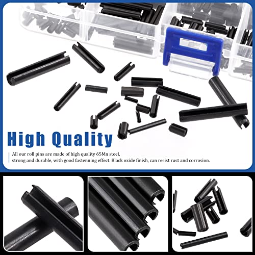 Glarks 416Pcs M1.5 M2 M2.5 M3 M4 M5 M6 Black Roll Pin Assortment Set