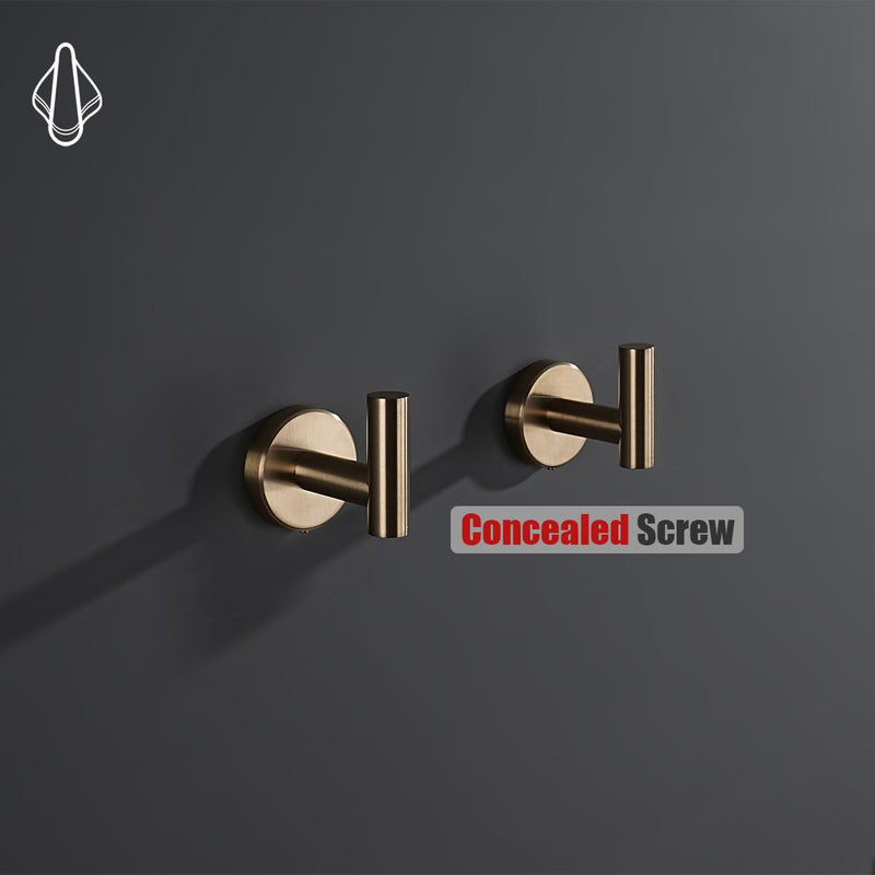 JQK Bathroom Towel Hook Champagne Bronze, Coat Robe Clothes Hook for Bathroom Wall Mounted (Pack of 4), SUS 304 Stainless Steel 0.8mm, TH100-CB-P4 4 Pack