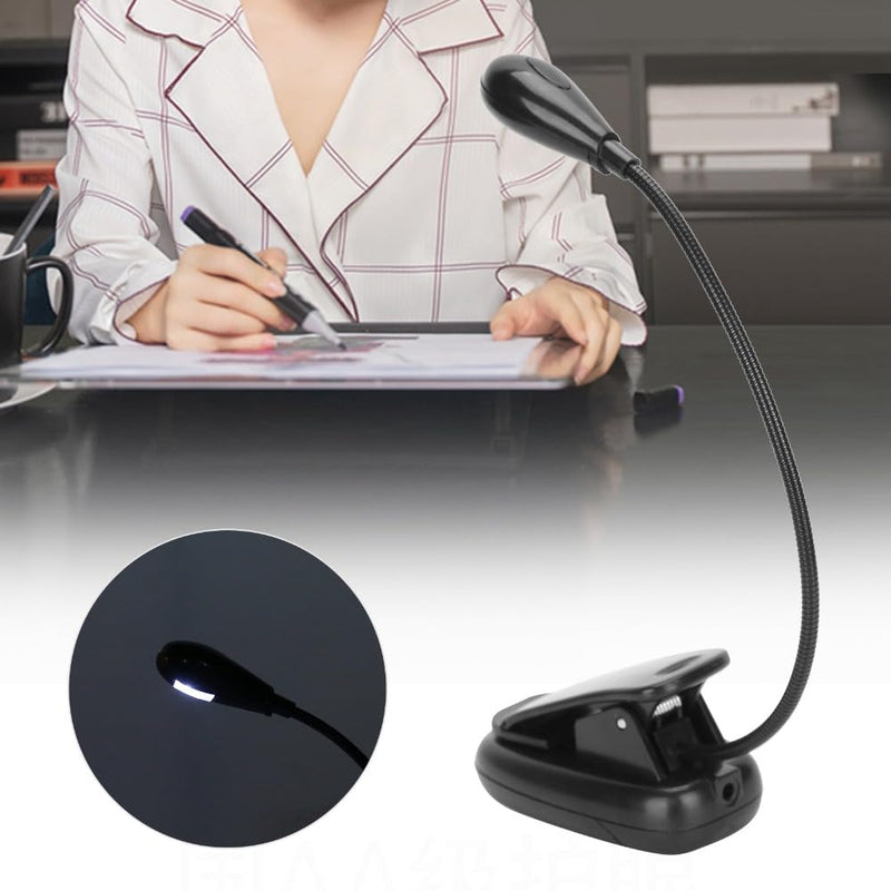 Light, 360 Degree Rotating Clamp Lamp with 6000K-6500K White Light for Reading, Desk, Bedside, Computer and Office Use, USB USB or Battery Powered