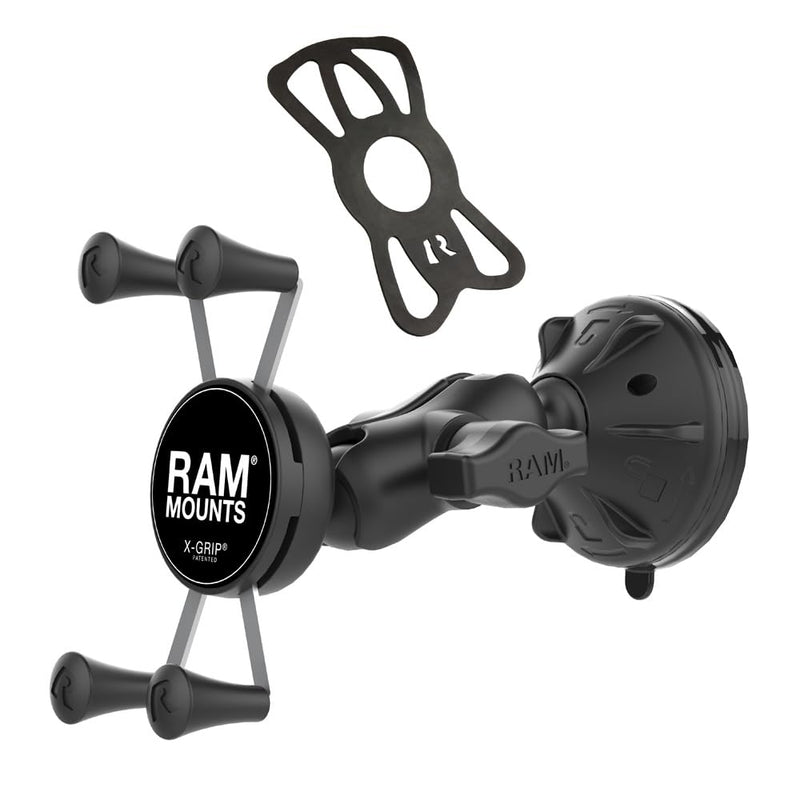 RAM MOUNTS X-Grip Car Phone Mount with Low-Profile Twist-Lock Cup | Short arm windshield and dash mount for smartphones, B Size 1" ball system