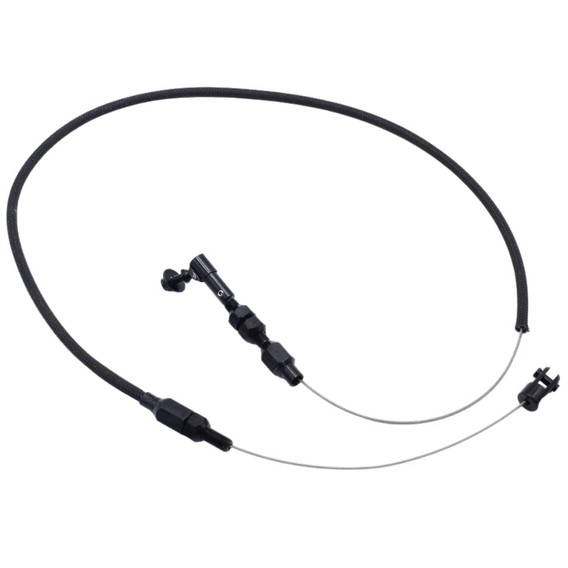 24" Universal Adjustable Throttle Cable Assembly - Black Braided Stainless Steel Housing 24" Universal-Black Stainless Steel