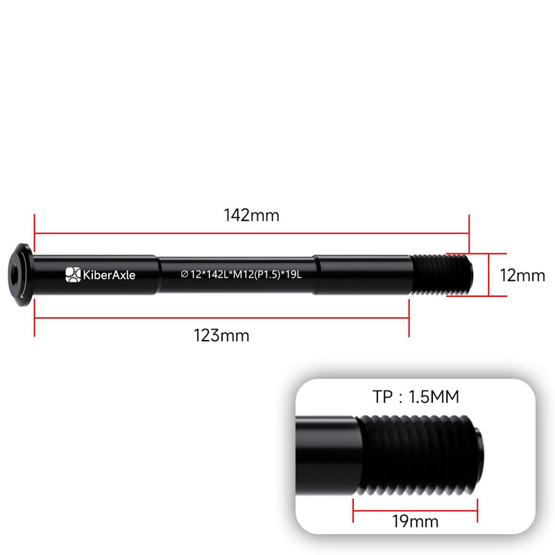 12mm Thru Axles for Bike Forks and Rear Shock, Hubs Adapter Axle, Thread Pitch: 1.5 mm ； Length: 117/120 / 121/123 / 126/128 / 130/135 / 142/157 / 162/165 / 168/171 / 175/177 / 181mm Tp:1.5mm - 12mm X 142mm