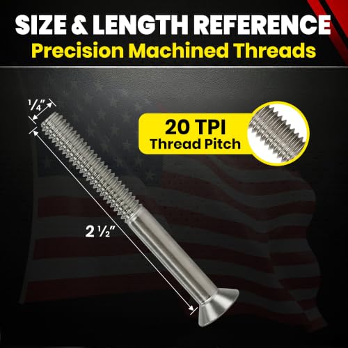 Chenango Supply 1/4-20 x 2-1/2" Stainless Socket Flat Head Screws 1/4-20 x 2-1/2"