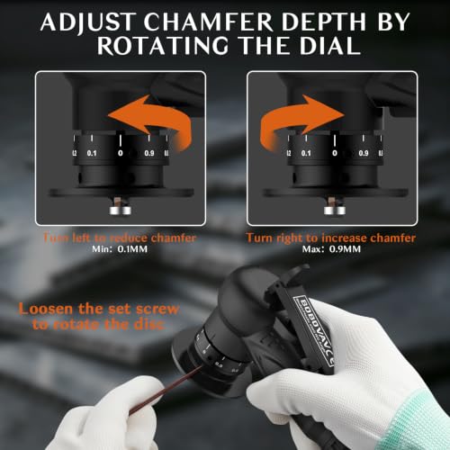Pneumatic Chamfer Tool with 6 C & 6 R Angle Blades, 30000 RPM-Black Black