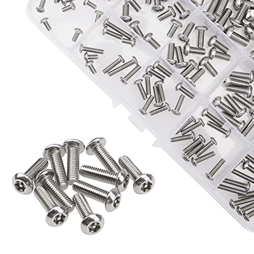 150Pcs 304 Stainless Steel Button Head Torx Security Screws Tamper Resistant Screw Assortment Set, M3 M4 M5 with 3 Wrench(T10 T20 T25)