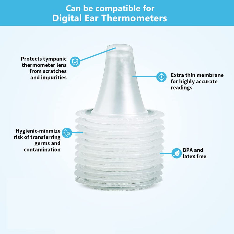 200 Counts Ear Thermometer Covers, Refill Caps, Lens Filters Compatible with All Braun Models Including 7 Serie IRT 6520, 3 Series IRT3030, BPA Free and Disposable Ear Thermometer Covers Caps 200