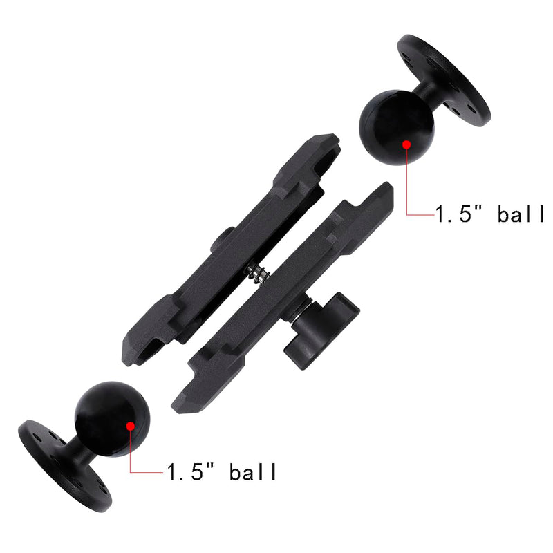 Aluminum Double 1.5" Ball Mount with Two AMPS Round Plates, Tablet/Fish Finder/Truck/GPS Mount,Compatible with RAM C Size Mounts