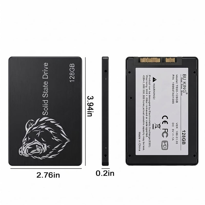 128GB SSD Internal Solid State Drive 2.5" SATA III, 560MB/s for Laptop PC Desktop (Style Q)