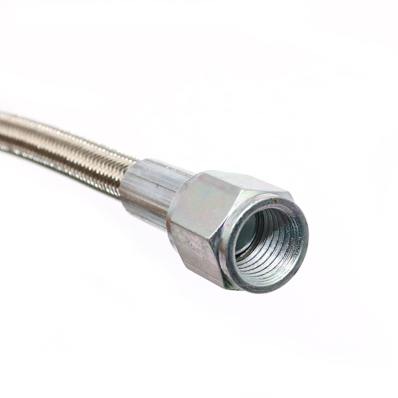 GXARTS 60" Billet Steel Braided Turbo Oil Feed Line Length 4AN 90 Degree Straight Hose Straight PTFE line straight Hose End Pressure Stainless Remote Turbocharger 551871 60‘’
