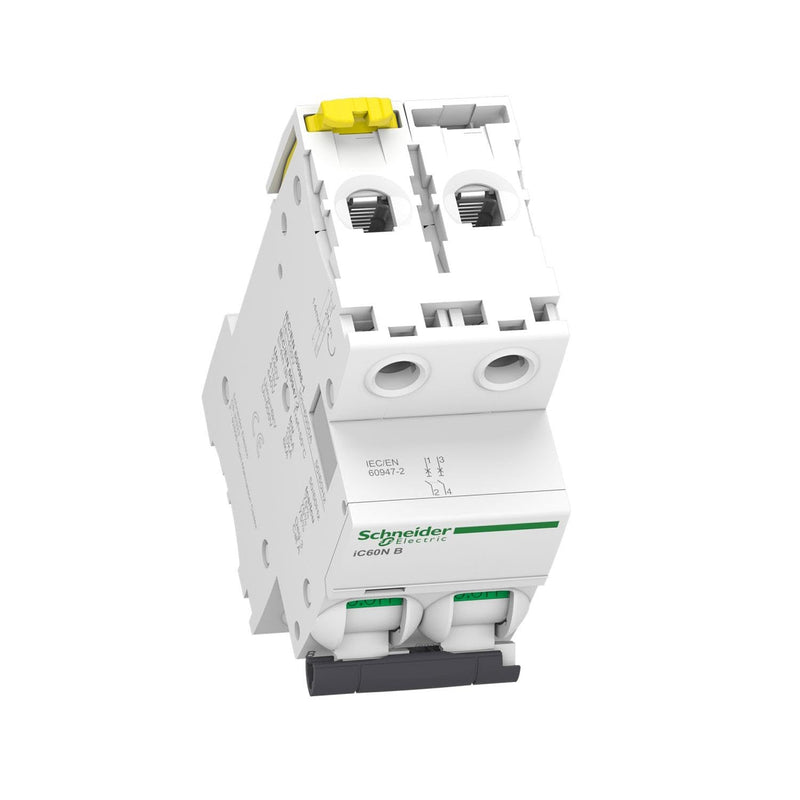 Schneider Electric A9F74220 IC60N Circuit Breaker, Acti9, 2P, 20A, Curvature C, 50/60 Hz, White