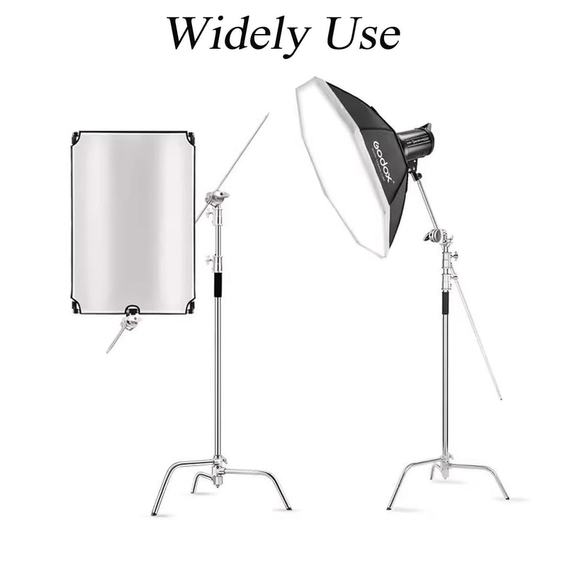 50 inch/128cm Extension Crossbar Boom Arm, Stainless Steel Holding Grip Arm with 1/4" & 3/8" Interfaces Thread for Heavy Duty C Stand, Light Stand and Other Equipment for Studio Photography