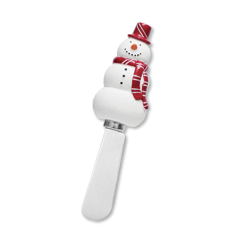 Wine Things Snowmen Cheese Spreaders, Hand-Painted Resin Handles with Stainless Steel Blades for Spreading Cream Cheese, Butter, and Jam, Assorted Designs, Set of 4