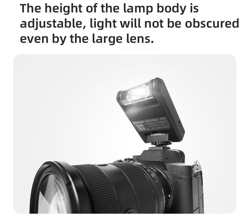 YN6 Micro Universal On-Camera Flash YONGNUO Manual Mini Hot Shoe Flash | Typc C Charging Interface on Camera Flash Speedlite for Canon Nikon Pentax Olympus Fuji DSLR Cameras