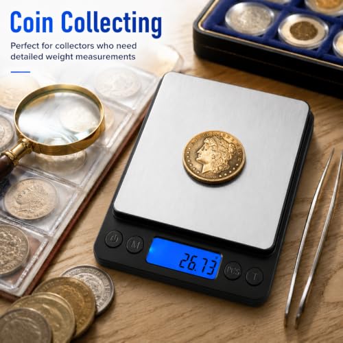 500g x 0.01g High Precision Jewelry Scale, Digital Gold Gram Scale Black