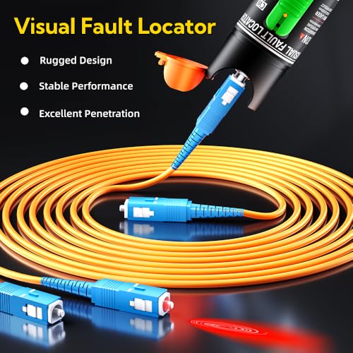 Visual Fault Locator,Fiber Optic Cable Tester Meter, Cable Test Equipment Suitable with 2.5 mm Universal Connector FC Male to LC Female Adapter for CATV Telecommunications