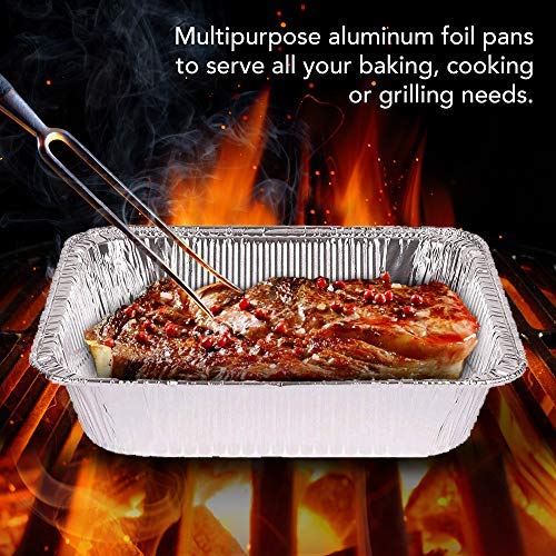 Stock Your Home Aluminum Pans 9x13 Disposable Foil Pans (30 Pack) - Half Size Steam Table Deep Trays - Tin Foil Pans Great for Cooking, Heating, Storing, Prepping Food 30 Pack