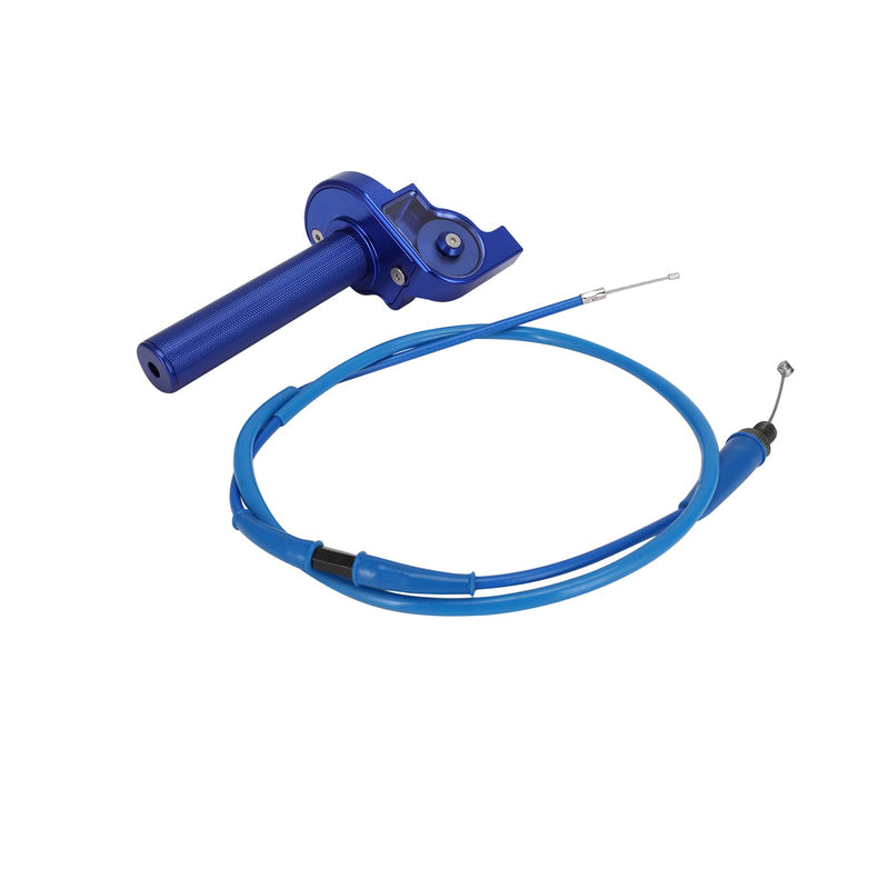 JFG RACING Motorcycle Throttle Assembly,7/8" 22mm Quick Twist Throttle Grips With Throttle Cable Aluminum Alloy Universal For CRF50 KLX SSR TTR 110 125 150 200 250cc Dirt Pit Bike ATV Mini Bike Blue Normal