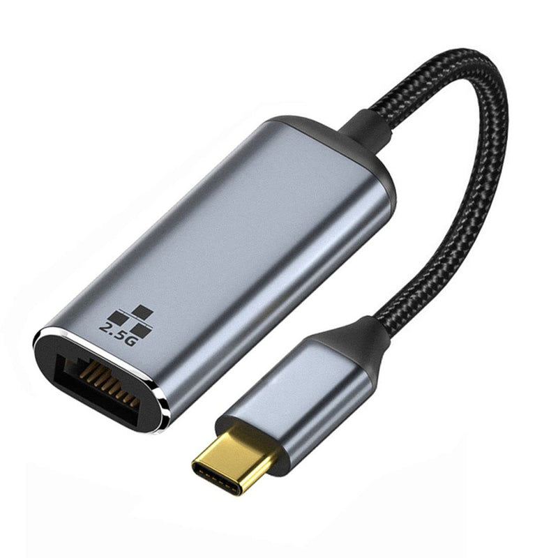 CY USB C to 2.5Gbps Ethernet Adapter,USB 3.1 Type C to RJ45 2500Mbps GBE Gigabit Ethernet Network LAN Cable Adapter for Laptop 2.5Gbps Grey