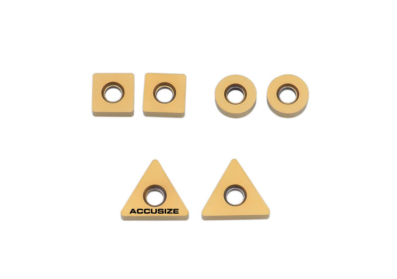 Accusize Industrial Tools Carbide Inserts, 0046-0701 | 6 Pc Carbide Insert Set, 2 Pcs TNMA322, 2 Pcs SNMA322, 2 Pcs RNMA322 for Accusize 0046-0700 Little Hogger Mill Set