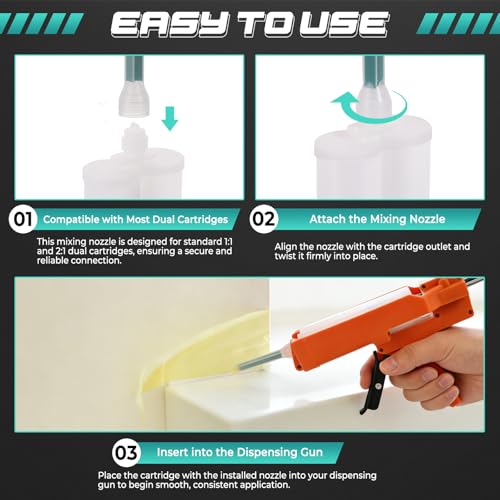 NATGAI 20 Pack 2 Part Epoxy Mixing Nozzles, Epoxy Mixer Static Mixer Nozzle