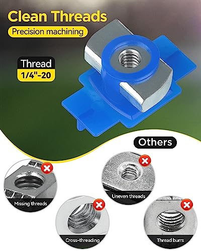 Nylon Channel Squeeze Nut with Strut Nuts, 1/4''-20 Strut Channel Nuts for Unistrut Channel, Thickened Zinc Plated Nuts for Solar Panels Mounting