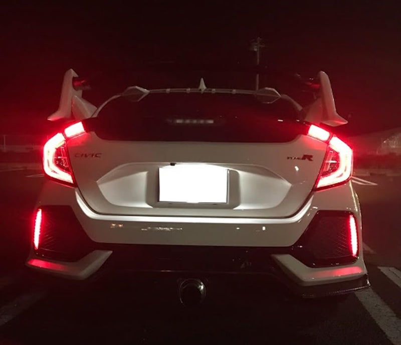 iJDMTOY Red Lens 24-SMD LED Bumper Reflector Lights Compatible With 2017-21 Honda Civic Hatchback, SI or Type-R Sedan, Function as Tail, Brake Lamps