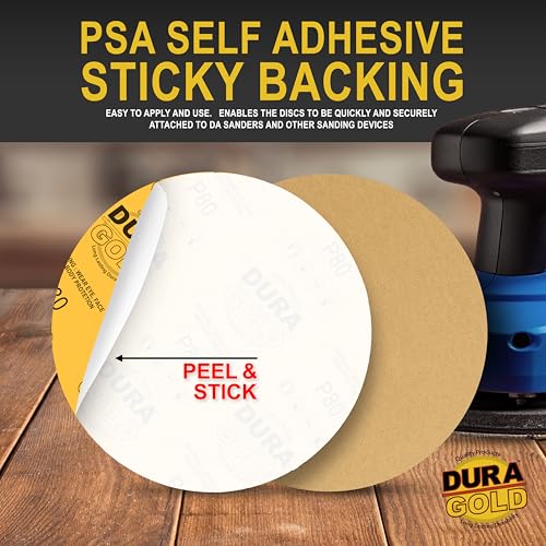 Dura-Gold 8" Gold PSA Sanding Discs, Grits 40, 80, 120, 220, 320, 2 Each Variety Pack