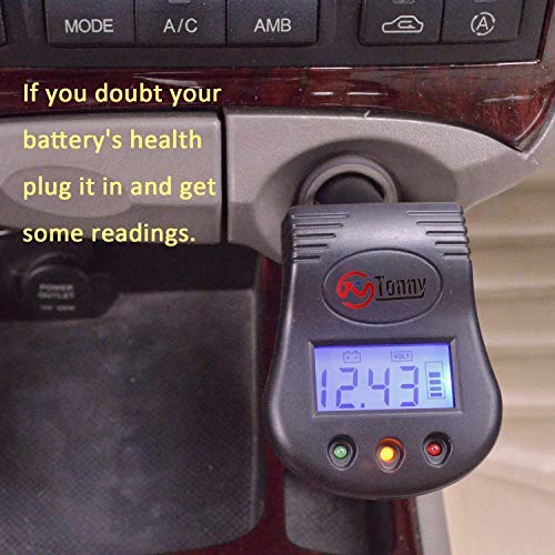 12V Plug in Car Battery and Charging System Tester, Test Car Power Condition & Alternator Charging(LCD Display Car Battery Monitor Voltmeter)
