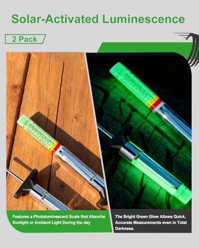 GODESON Tire Tread Depth Gauge, Fluorescent Color-Coded Tire Tread Gauge in 1/32 Inch,Pocket Clip Tyre Wear Depth Measure Tool for Car, Semi Truck, Motorcycle, Glow-in-The-Dark (Pack of 10)
