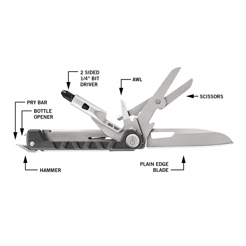 Gerber Gear Armbar Drive 8-in-1 Pocket Knife EDC Multitool with Screwdriver, 2.5" Blade, Onyx