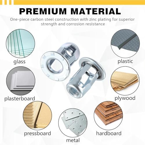 50 Pack Jack Nuts 1/4''-20 Threaded Insert Petal Nuts Srew Anchor 50