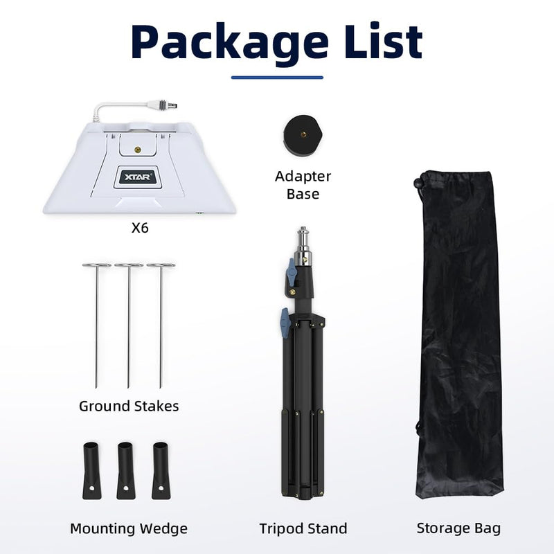 XTAR X6 Foldable Stand for Starlink Mini, Sturdy Desktop Base with 1/4" Tripod Mount, Includes MT21 Tripod & Anchoring Spikes/Boots, All-in-One Positioning System for Outdoor Camping/RV