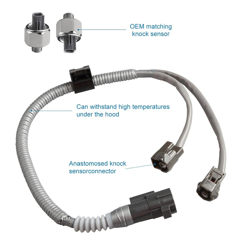 Compatible with 2 PCS 89615-12090 Knock Sensor with Wiring Harness Kit Toyota Highlander Camry Avalon Sienna 2001 2002 2003 2004, Lexus ES300 RX300 2000 2001 2002 2003 Knock Sensor
