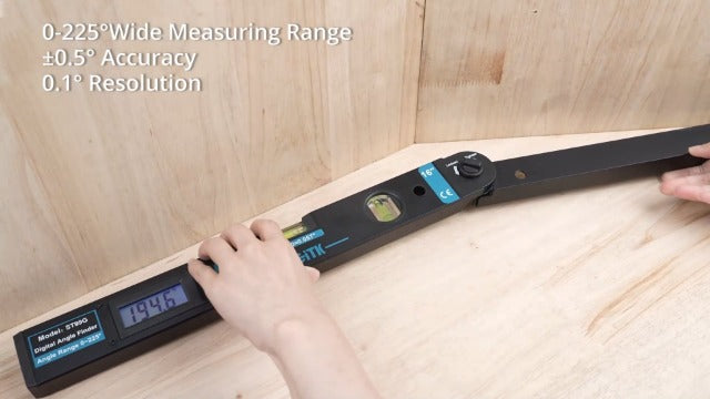 Digital Angle Finder 225°, Aluminum Protractor, Backlit LCD, Bubble Levels