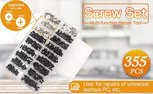 Laptop Screw Set PC M2 M3 M2.5 Screw Standoffs for Universal Laptops and Hard Drive Disk M.2 SSD, 355 Pieces
