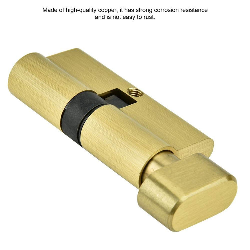 Sonew 65mm Copper Single Open Key Lock Cylinder, Modern Gold, Anti-Theft, Home Use, Door Lock Replacement Parts