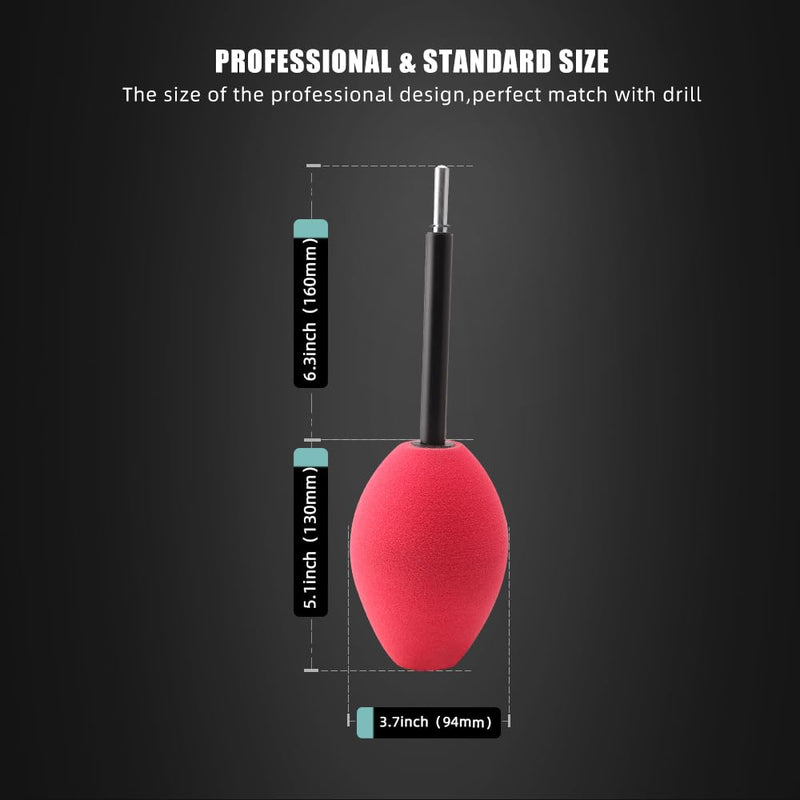 SPTA Wheel Rims Polisher, Polishing Ball, Polishing Cone, Metal Wheel Polishing Tool, Ball Buster Wheel and Rim Polisher System Attaches to Standard Household Drill Red Oval Polishing Ball