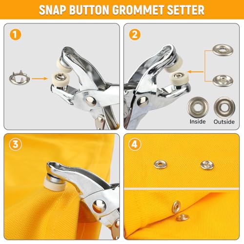 Hoteche 3-in-1 Leather Belt Hole Punch + Eyelet Plier + Snap Button Grommet Setter Tool Kit for Fabric, Shoes,Leather, Clothes, Belt