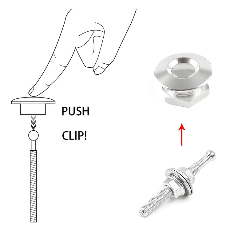 4PCS Universal Vehicle Hood Pins, Quick Release License Plate Lock Clip, Push Button Bonnet Kit, Aluminum Alloy Quick Latch Lock for Auto Bumper, Diameter 1.18 inch Fits Most Cars (Silver) Silver