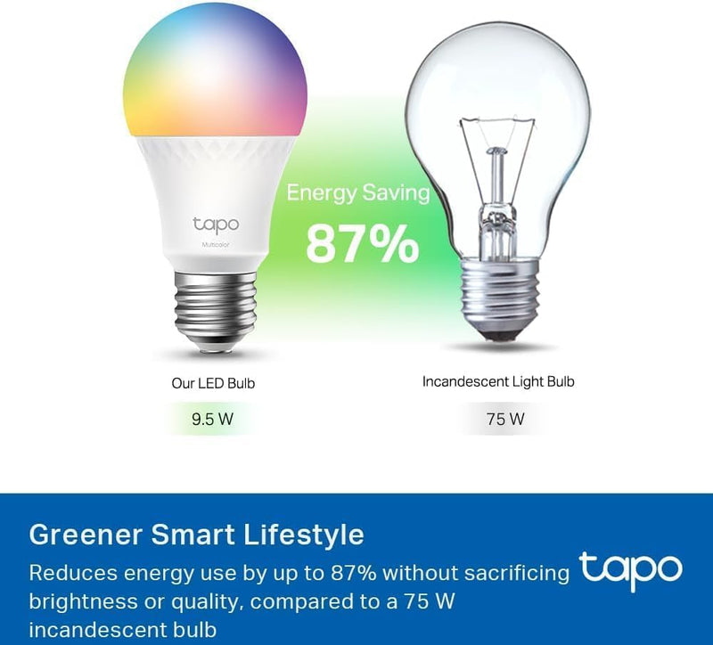 Tapo TP-Link Smart Light Bulbs, 1100 Lumens High Brightness (75W Equivalent), Matter-Certified, 16M Colors WiFi Light Bulb, Dimmable, Works w/Siri, Alexa & Google Home, A19 E26, L535E(4-Pack) Matter Light Bulb 4 Pack