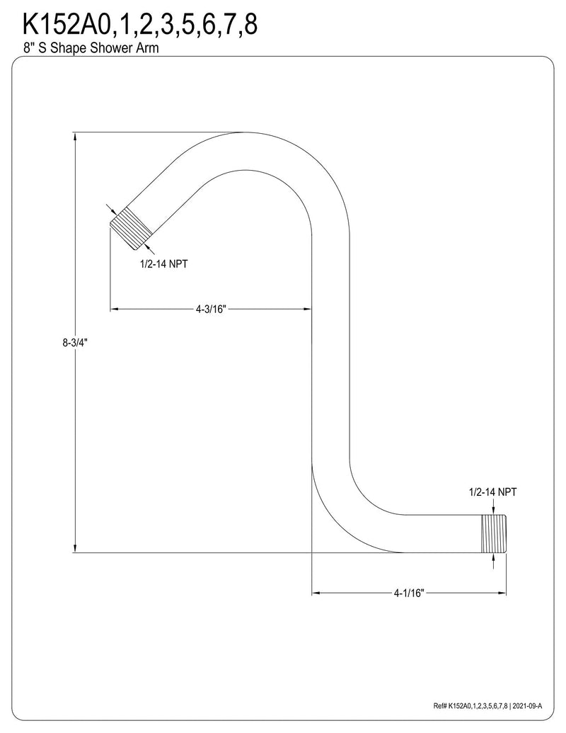 Kingston Brass K152A5 Designer Trimscape Showerscape S-Shape Shower Arm, Oil Rubbed Bronze
