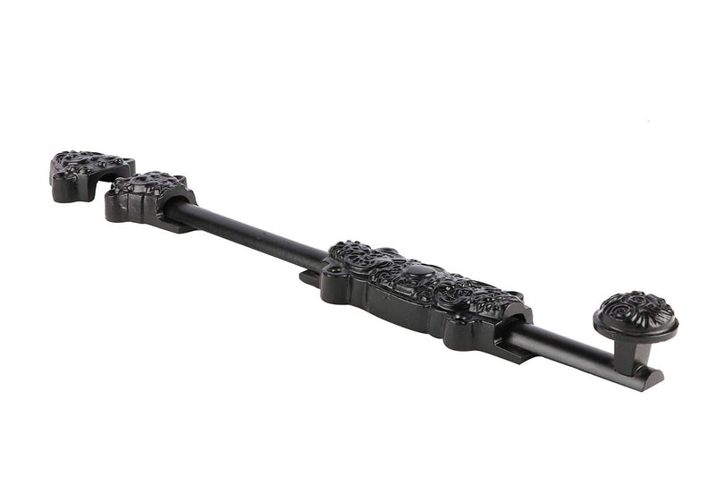 A29 Iron Surface Door Slide Bolt 12 X1 1/4 X 1 7/8 inches with 3 Gate Latch Black Powder Coat Finish 12 x 1 1/4 Inch