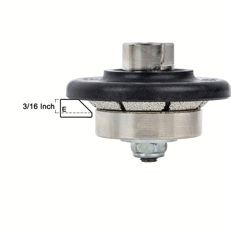 3/16 inch Demi Bullnose Half Bullnose Diamond Hand Profile Wheel Router Bits 45 Degree Bevel Edge for Granite Concrete Marble Countertop Edge (E5)