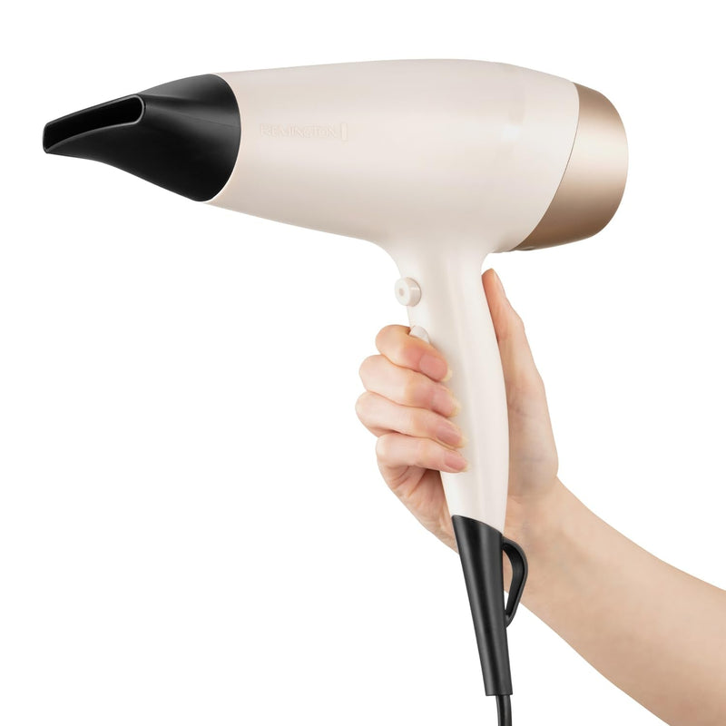 Remington Shea Soft Hair Dryer, Ionic, 2200W, 3 Heat, 2 Speed, d4740 | Micro-Conditioners Enriched with Shea Oil, Includes Diffuser, Wide Drying Concentrator, Cool Shot Feature