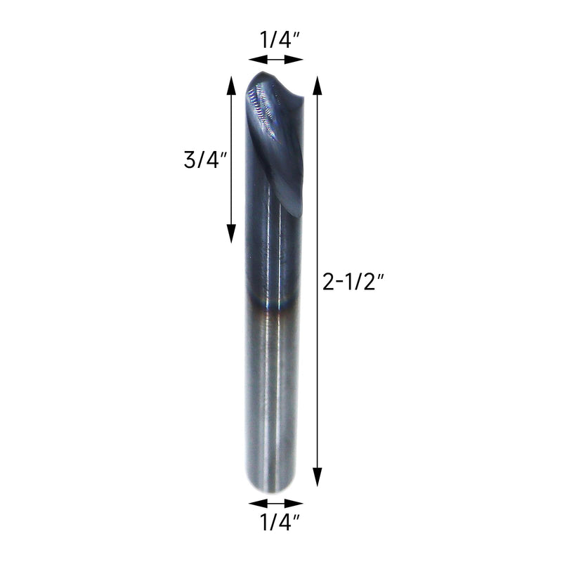 2Pcs 1/4in Solid Carbide Spotting Drill,2 Flute, 120 Degree Bits Tool for Medium Hardness Steel, Brass, Iron 2