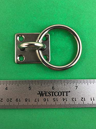 US Stainless Stainless Steel 316 Square Pad Eye with Ring 1/4" (6mm) Marine Grade (Pack of 4) 1/4" (6mm) (Pack of 4)