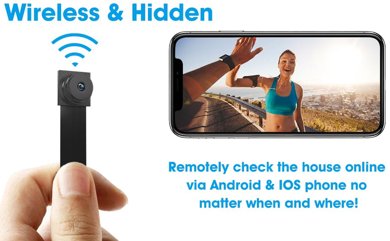 Wireless DIY Hidden Camera Portable 1080P HD WiFi Remote Real-Time Mini Spy Camera Nanny Cam Security Camera for Indoor Security